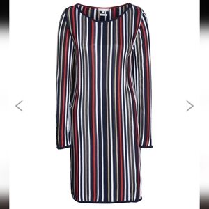 Tommy Hilfiger Italian Metallic Yarn Striped Dress size XL Red White Blue Gold
